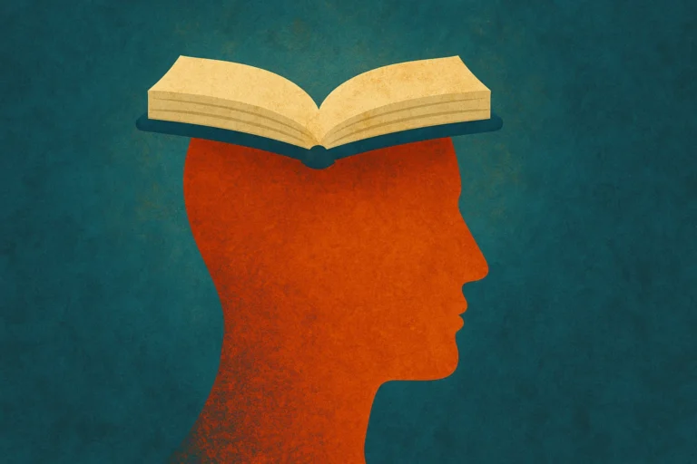 Open-book head illustration for education content prompts.